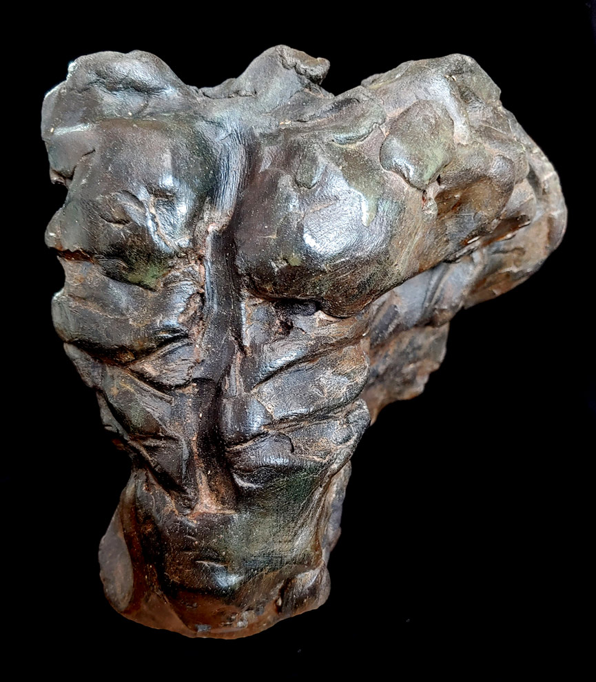 Small dark Torso, terra cotta sculpture, Ed Smith 6" tall-